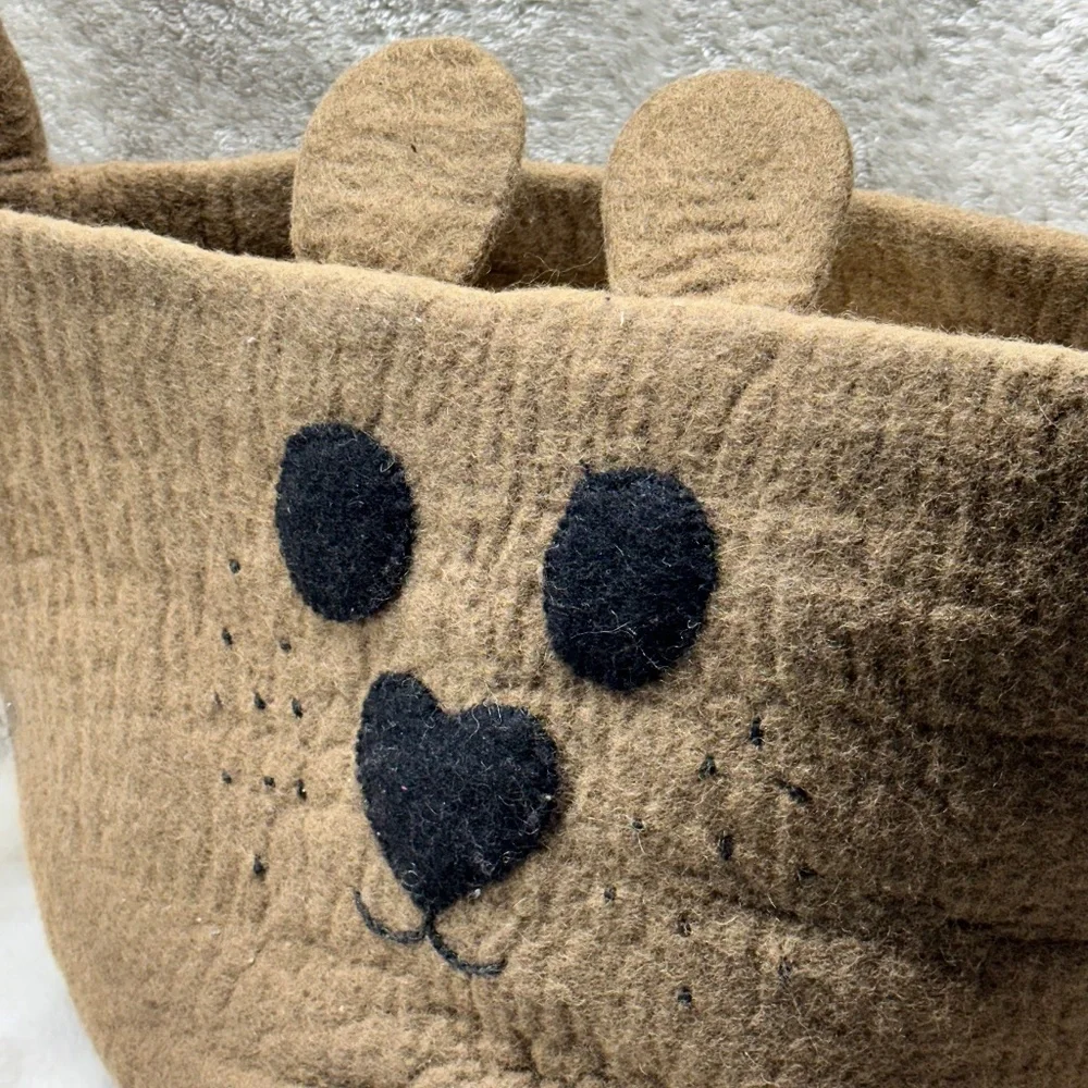 Extra Large Wool Brown Bear Tote Storage Decoration